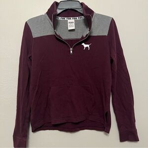 PINK Victoria's Secret Burgundy and Gray Sweatshirt XS